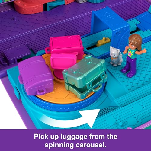POLLY POCKET™ MİNİK KEDİ HAVA YOLLARI™ Oyun Seti Polly Pocket Adventures in Rio Uçak Oyun Seti, 2 mikro bebek ve evcil hayvan, aksesuarlar, seyahat oyuncağı uçak HWP19