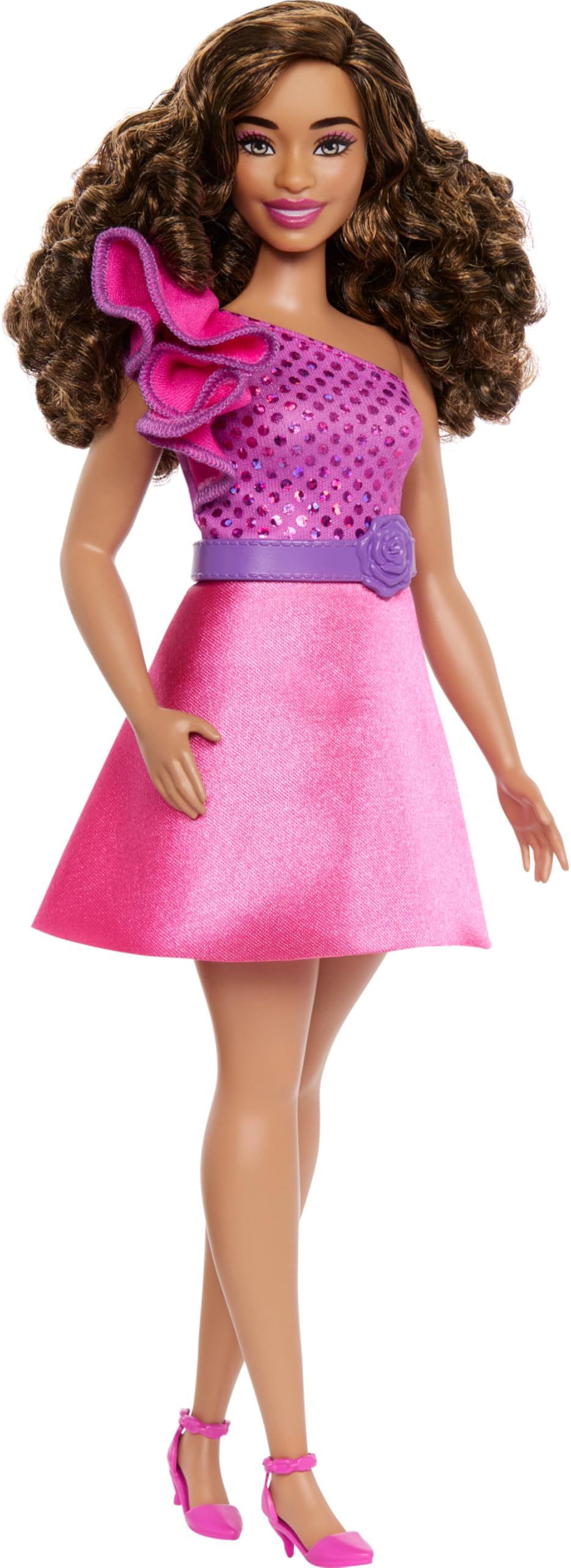 Barbie Payetli Pembe Elbiseli Büyüleyici Parti Bebeği HRH22