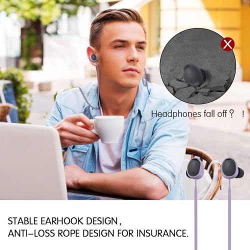 Coverzone Samsung Galaxy Buds2 ile uyumlu/Galaxy Buds2 Pro ile uyumlu Yumuşak Güçlü Silikon Özel Kaymaz Tasarım Spor Kaybolmaya Karşı Kulaklık Aksesuarları Boyun ipi Turkuaz