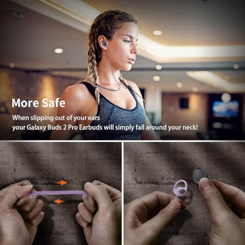 Coverzone Samsung Galaxy Buds2 ile uyumlu/Galaxy Buds2 Pro ile uyumlu Yumuşak Güçlü Silikon Özel Kaymaz Tasarım Spor Kaybolmaya Karşı Kulaklık Aksesuarları Boyun ipi Turkuaz