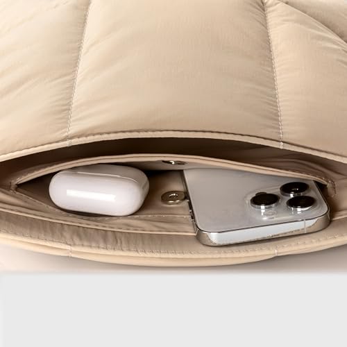Comfyable Kabarık Tablet Kol Çantası 11 inç iPad Pro M4, iPad Air 11 inç M2 2024 için Uyumlu, Kapitone Sevimli Taşıma Tablet Kılıfı Omuz Askısı ile Kadınlar, Yulaf Sütü