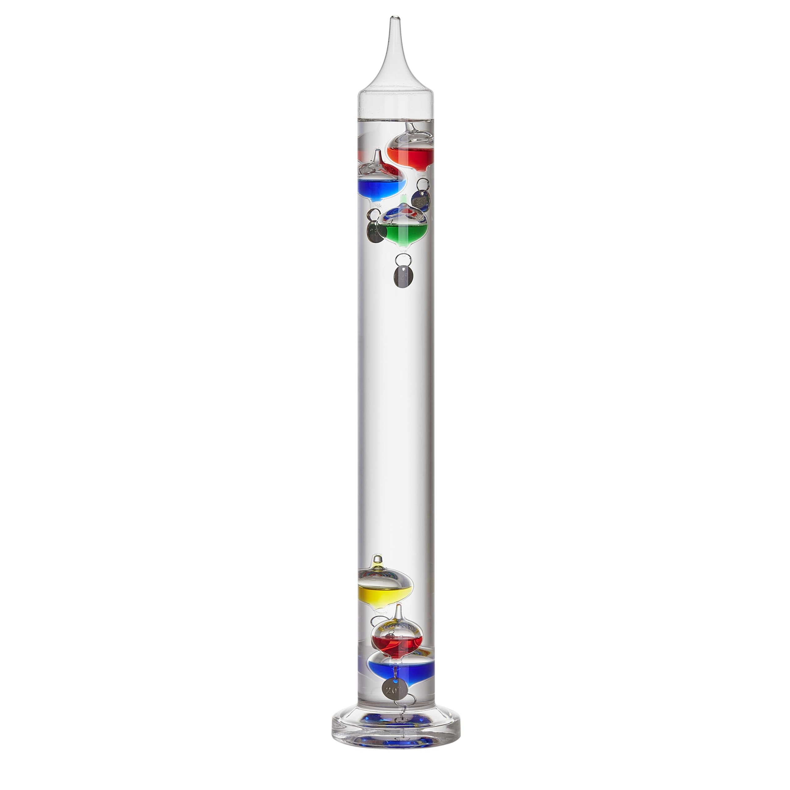 TFA Dostmann Galileo Galilei 18.1019 Analog Cam Termometre, Sıvı Termometre, 44 cm, İç Mekan Sıcaklığını Ölçer, Kolay Okuma, Gümüş Sıcaklık İşaretleri, Dekoratif Nesne, 18 ila 28 °C,