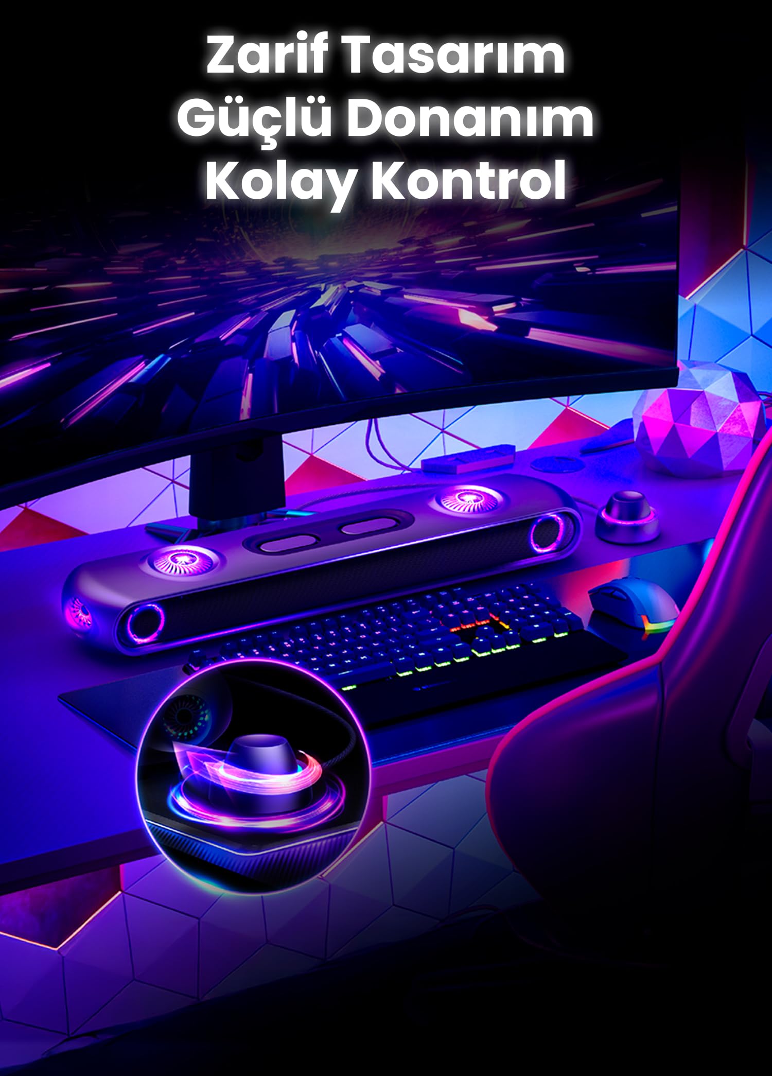 OXS Thunder Pro+ Gaming Soundbar, Kablosuz Yastık Hoparlör, 7.1.2 Dolby Atmos ile Sinematik 3D Ses Deneyimi, Güçlü Dahili Woofer, Kişiselleştirilebilir Uygulama Özellikleri, Adaptif RGB Efektleri,