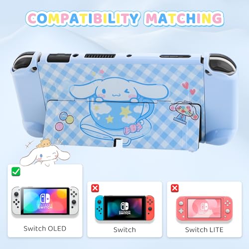 HYPERCASE Blue Dog Carrying Case for Nintendo Switch OLED, Cute Travel Accessories Bag for Switch OLED Console Storage, with Hard Protective Cover, Screen Protector, Shoulder Strap, 2 Thumb Caps