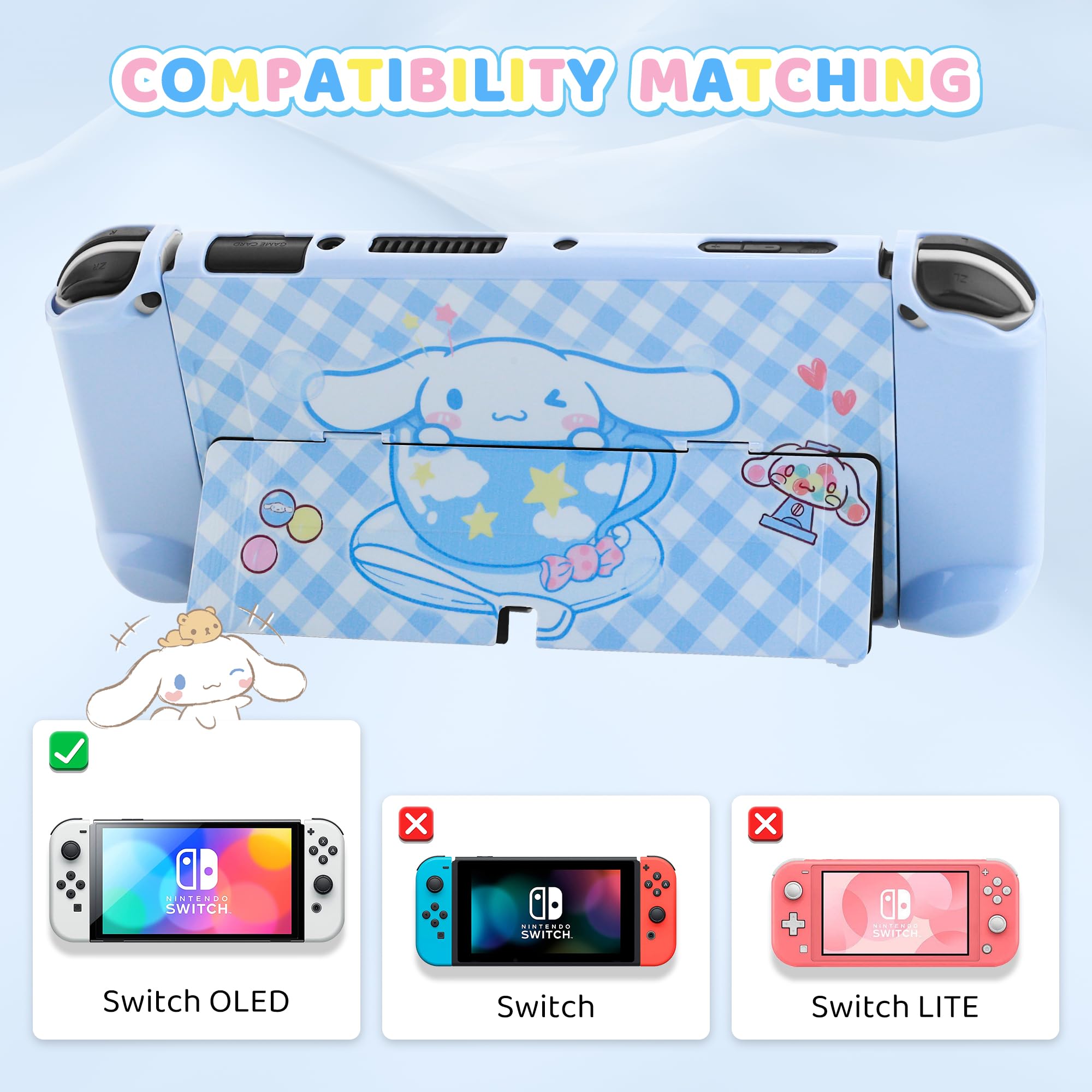HYPERCASE Blue Dog Carrying Case for Nintendo Switch OLED, Cute Travel Accessories Bag for Switch OLED Console Storage, with Hard Protective Cover, Screen Protector, Shoulder Strap, 2 Thumb Caps