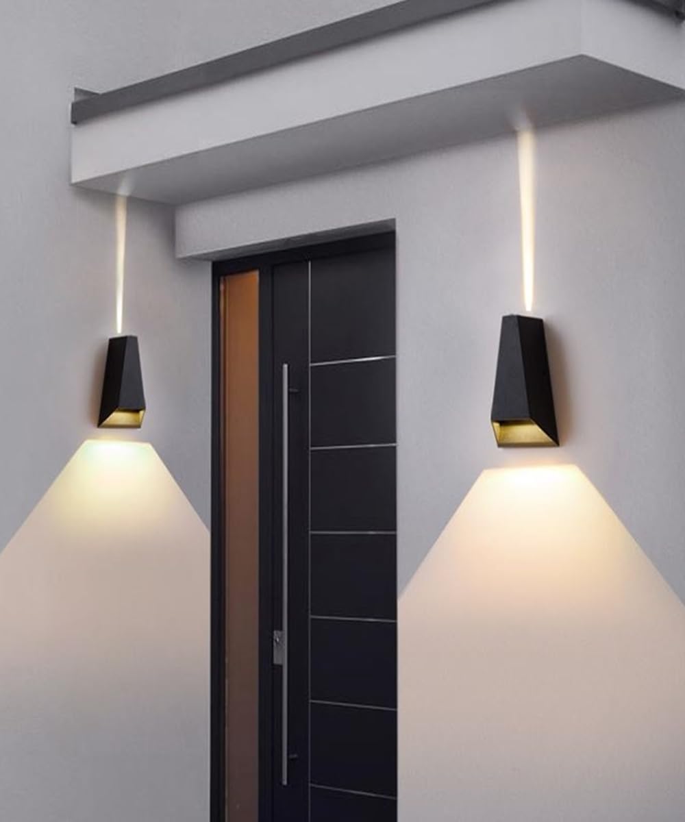Malta Dekoratif Çift Yönlü LED Duvar Apliği - Siyah, IP54 Su Geçirmez, 3000K Gün Işığı, Cata İç ve Dış Mekan Desenli Duvar Bahçe Aydınlatma (2x3W)