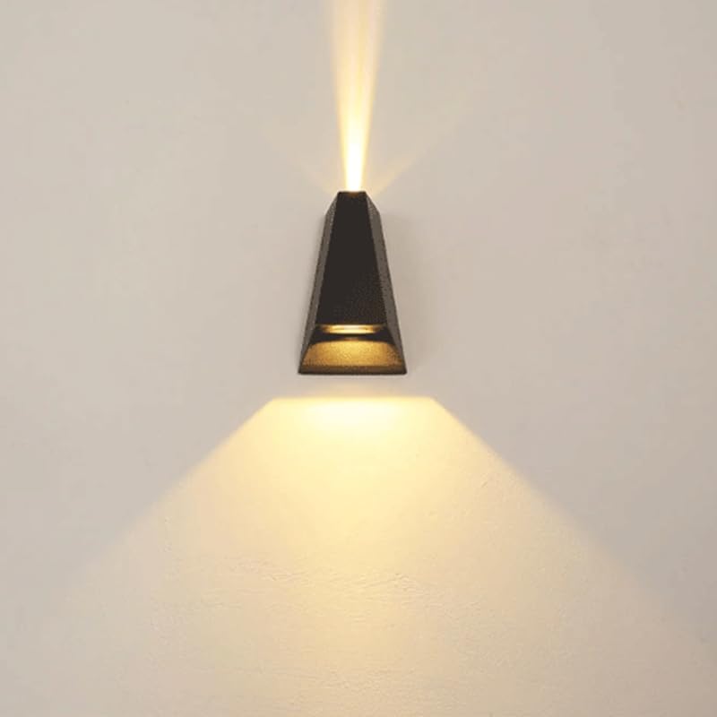 Malta Dekoratif Çift Yönlü LED Duvar Apliği - Siyah, IP54 Su Geçirmez, 3000K Gün Işığı, Cata İç ve Dış Mekan Desenli Duvar Bahçe Aydınlatma (2x3W)
