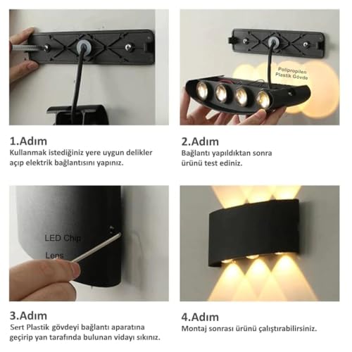 Ucuz Geldi Dekoratif Çift Yönlü Duvar Aydınlatma Led Aplik Duvar Lambası Cata Haiti 10 Watt Desenli Duvar Aplik (Gün Işığı)
