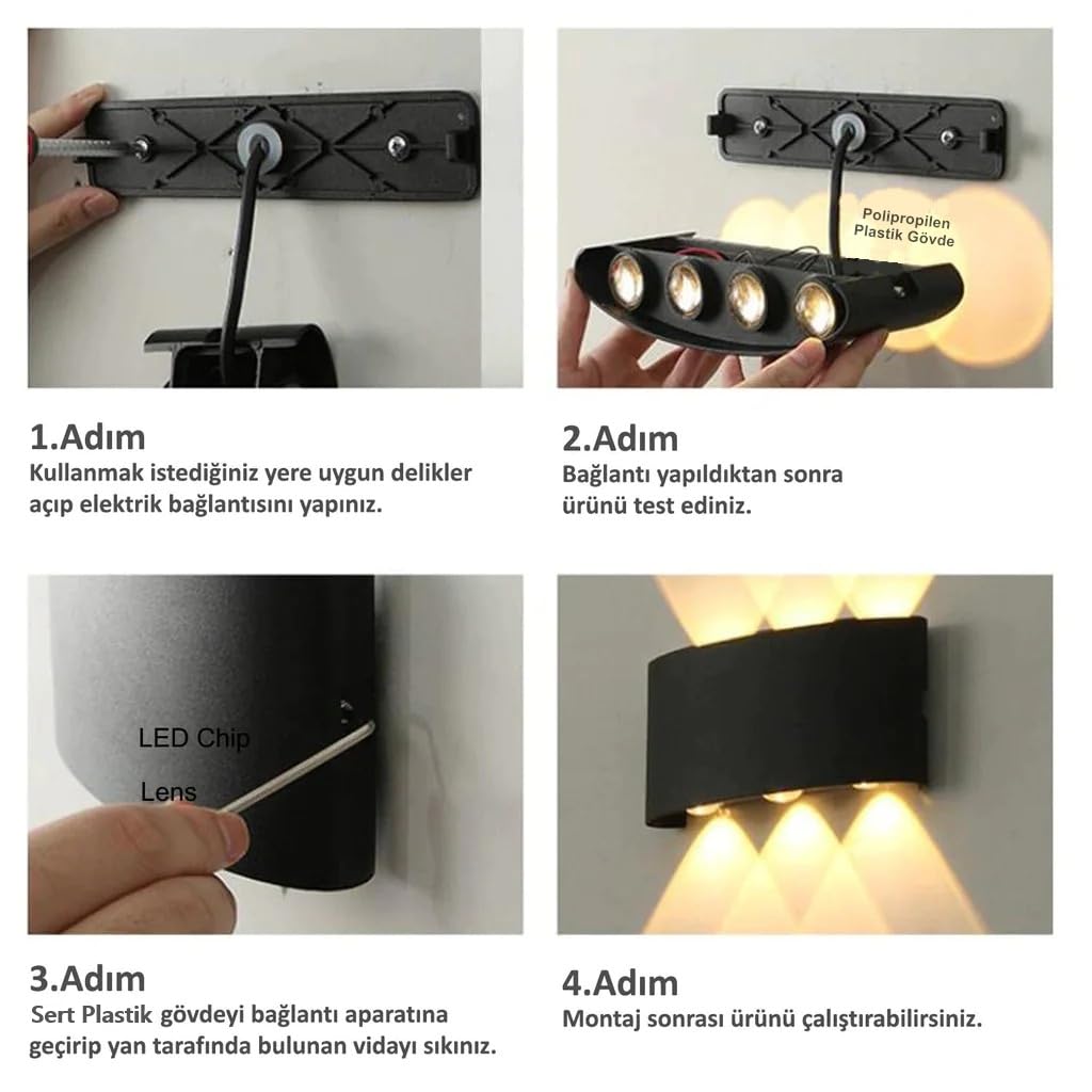 Ucuz Geldi Dekoratif Çift Yönlü Duvar Aydınlatma Led Aplik Duvar Lambası Cata Haiti 10 Watt Desenli Duvar Aplik (Gün Işığı)