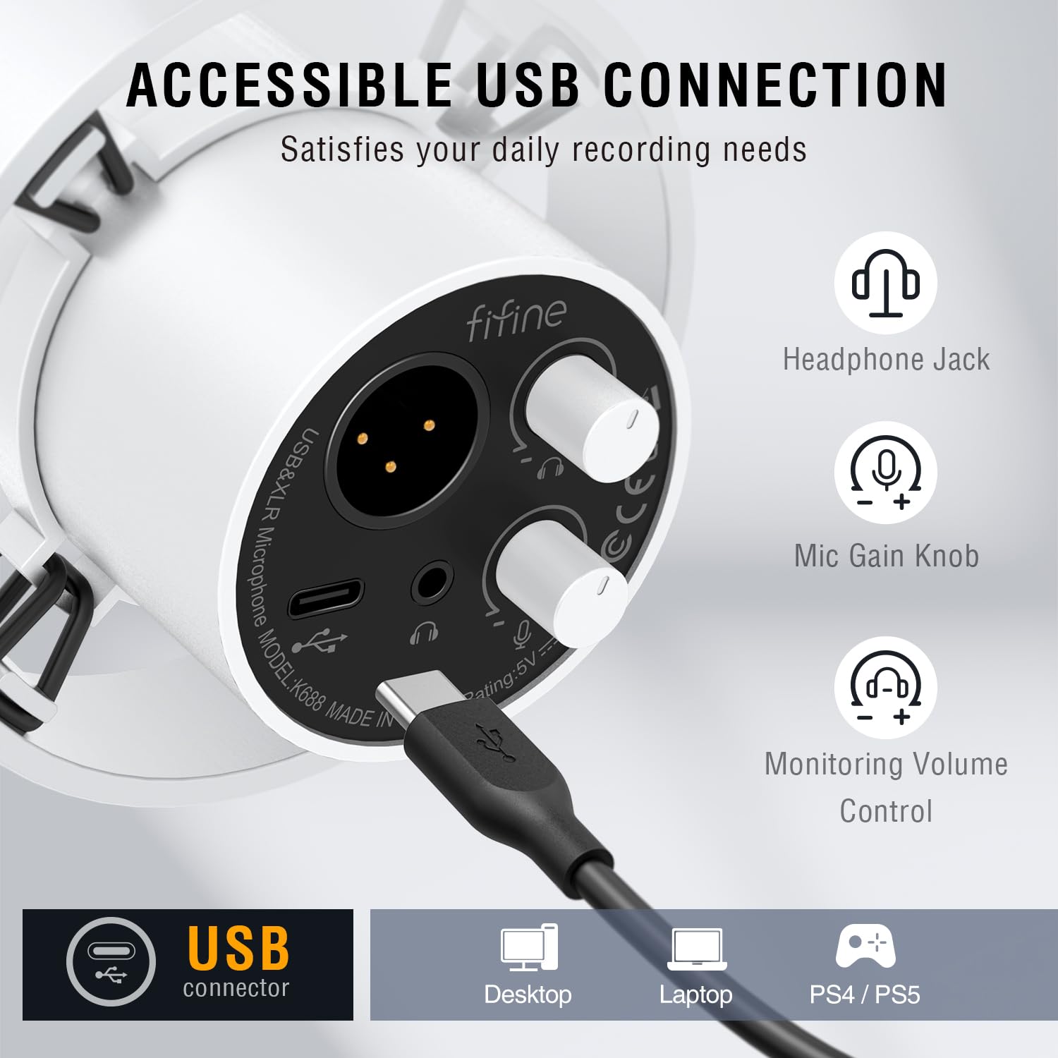 FIFINE Stüdyo XLR Dinamik Mikrofon, Akış Kaydı için USB PC Podcast Mikrofon, XLR/USB Vokal Mikrofon,