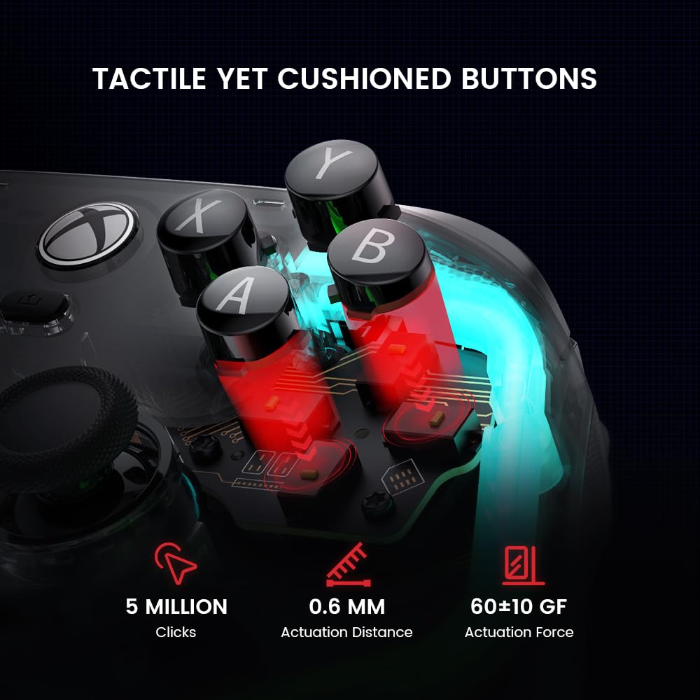 GameSir Kaleid Şeffaf Kablolu Oyun Kumandası, Xbox Series X|S, Xbox One ve Windows 10/11 için, Tak ve Çalıştır Oyun Oyun Kumandası, Hall Effect Joysticks ve Triggers, 3,5 mm Ses Bağlantısı