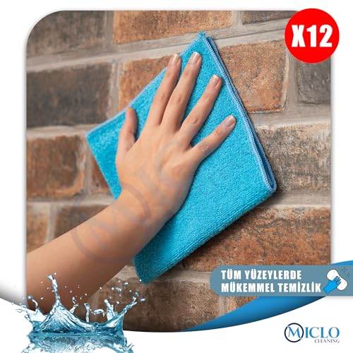 MICLO CLEANING | Mikrofiber Temizlik Bezi | Klasik Serii | 250 GSM | Banyo, Mutfak Bezi | Bulaşık Kurulama Bezi | 4 Renk x12 Adet