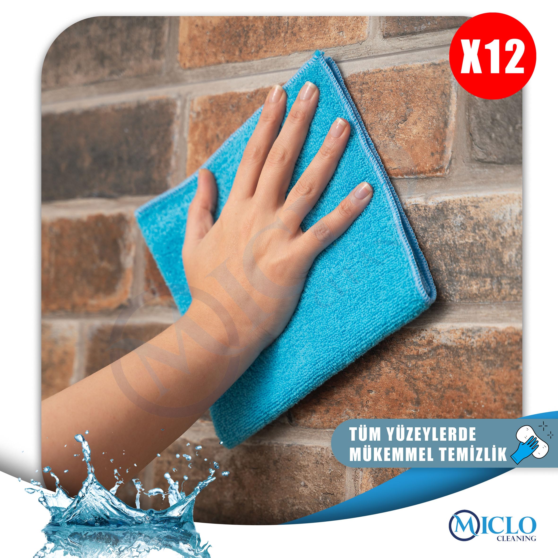 MICLO CLEANING | Mikrofiber Temizlik Bezi | Klasik Serii | 250 GSM | Banyo, Mutfak Bezi | Bulaşık Kurulama Bezi | 4 Renk x12 Adet