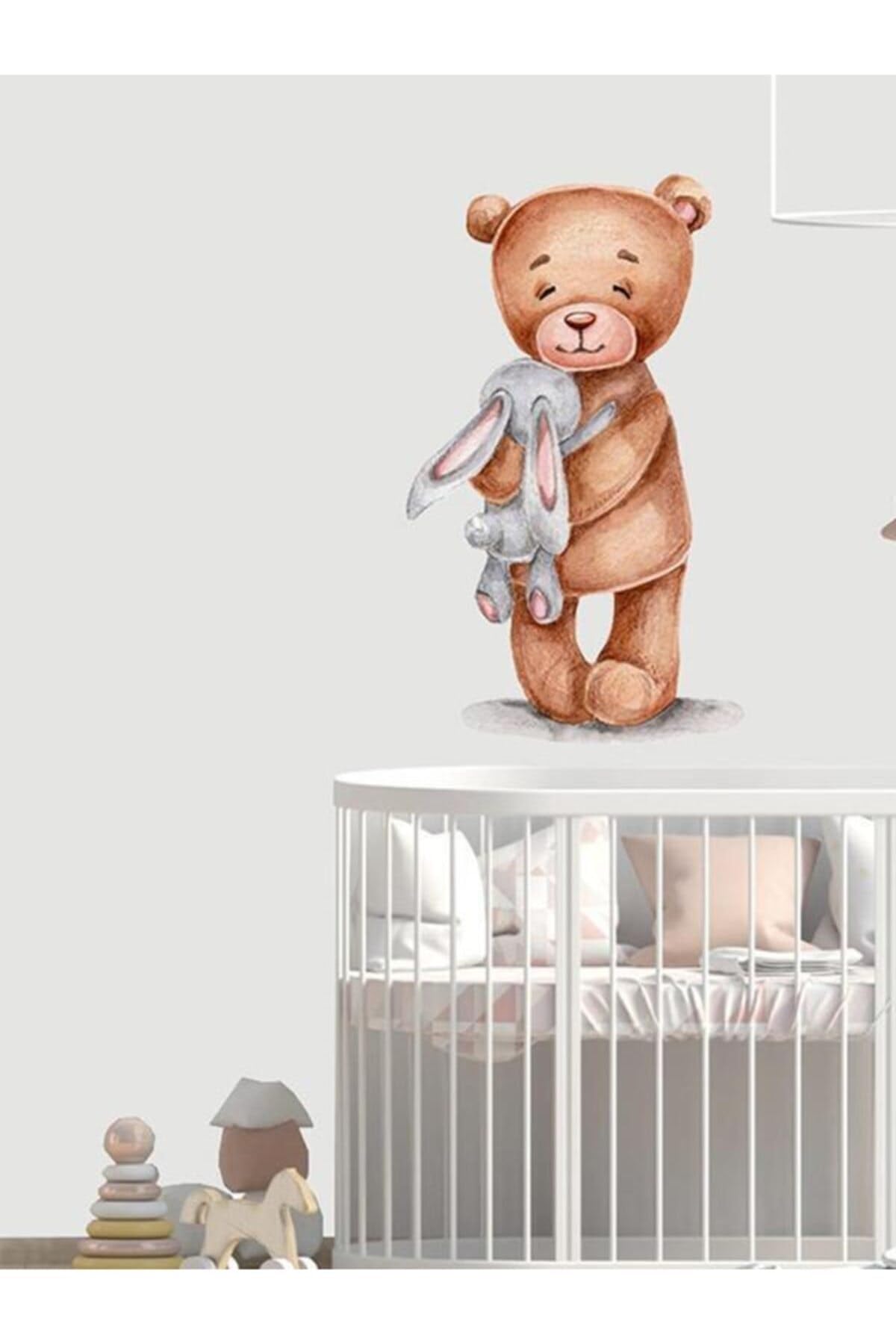 MSticker-Sevimli Ayıcık Ve Tavşan Çocuk Bebek Odası Duvar Sticker