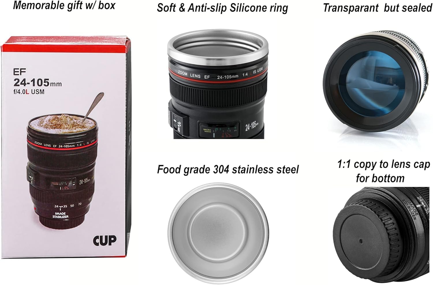 Senon Objektif Kupa Lens Kupa Kahve Ve Çay İçin Termos Kupa Fotoğraf Tutkunları İçin Dekoratif Hediy