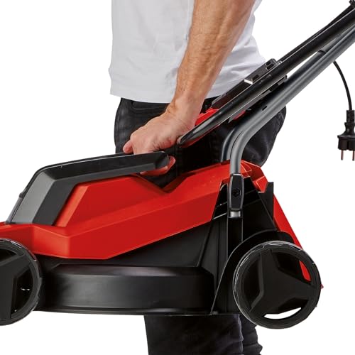 Einhell Elektrikli Çim Biçme Makinesi GC-EM 1000/32 (1000W, 32 cm kesme genişliği, 300 m²'ye kadar, 30 l çim toplama sepeti, 30-70 mm kesme yüksekliği, katlanır kılavuz çubuk) - 3400070