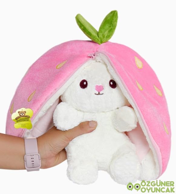 Özgüner Oyuncak 40 cm Pelüş Çilek Tavşan,Tavşan pelüş hayvan, pelüş hayvan, çilek, paskalya tavşanı, pelüş kulaklı çilek çanta,peluş çilek tavşan, çilek, pelüş, paskalya hediye