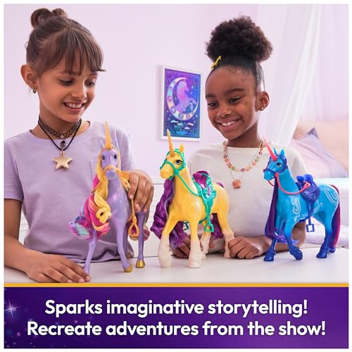 Unicorn Academy Tek Boynuzlu At Leaf, popüler Netflix dizisindeki Ava'nın yaklaşık 28 cm tek boynuzlu atı, 4 yaş+ çocuklar için