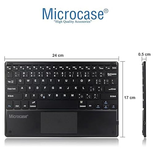 Microcase Samsung Galaxy Tab A9 Plus SM-X210 11 inch Tablet Bluetooth Touchpad Klavye + Bluetooth Mouse + Standlı Kılıf - Siyah BKK7