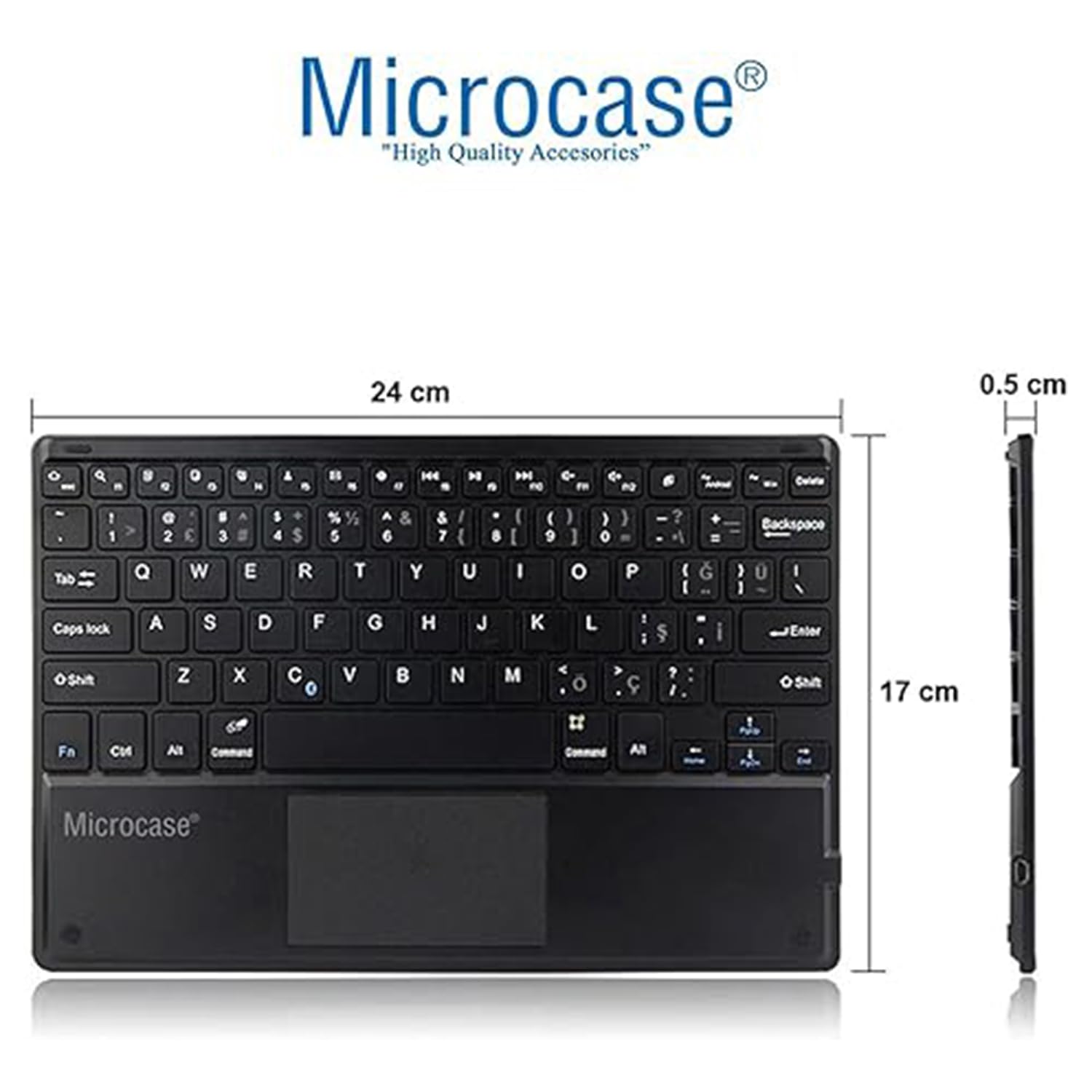 Microcase Samsung Galaxy Tab A9 Plus SM-X210 11 inch Tablet Bluetooth Touchpad Klavye + Bluetooth Mouse + Standlı Kılıf - Siyah BKK7