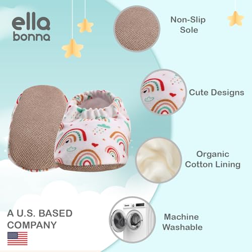 Ella Bonna Bebek Patiği Organik Pamuk İç Astar, Kaydırmaz Taban Bebek Patik, Ev Botu Terliği Kreş Ayakkabısı Pamuklu Yenidoğan Pandufu Ev Kreş Ayakkabı, Desenli Bebek Ev Terliği Dinozor
