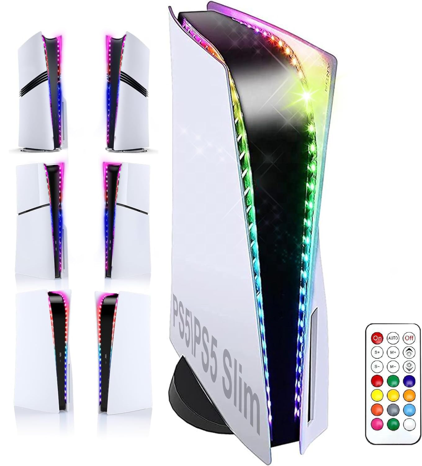 GAMSURFING Playstation 5/PS5 İnce Konsol için LED Işık Şeridi, 358 DIY Modu PS5 Led Işık için 7 RGB Renk, RGB LED Şerit Işık Kiti Çıkartma Dekorasyon Aksesuarı PS5 Disk ve Dijital Sürüm için Uzaktan Kumandalı