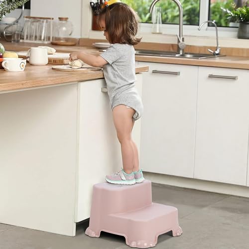 Meleni Baby Çocuklar Için Tuvalet Eğitim Seti- Kaydırmaz Katlı Basamak Ve Kulplu Klozet Adaptörü Pembe