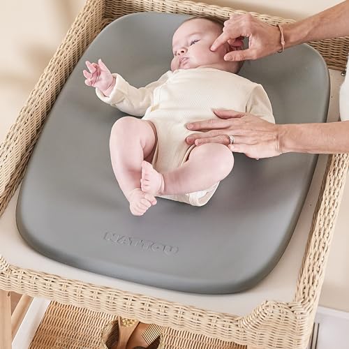 Nattou Softy Alt Değiştirme Minderi 70x50 cm Gri|Su Geçirmez|Ergonomik Tasarım|Hijyenik ve Kolay Temizlenebilir Bebek Bakım Minderi
