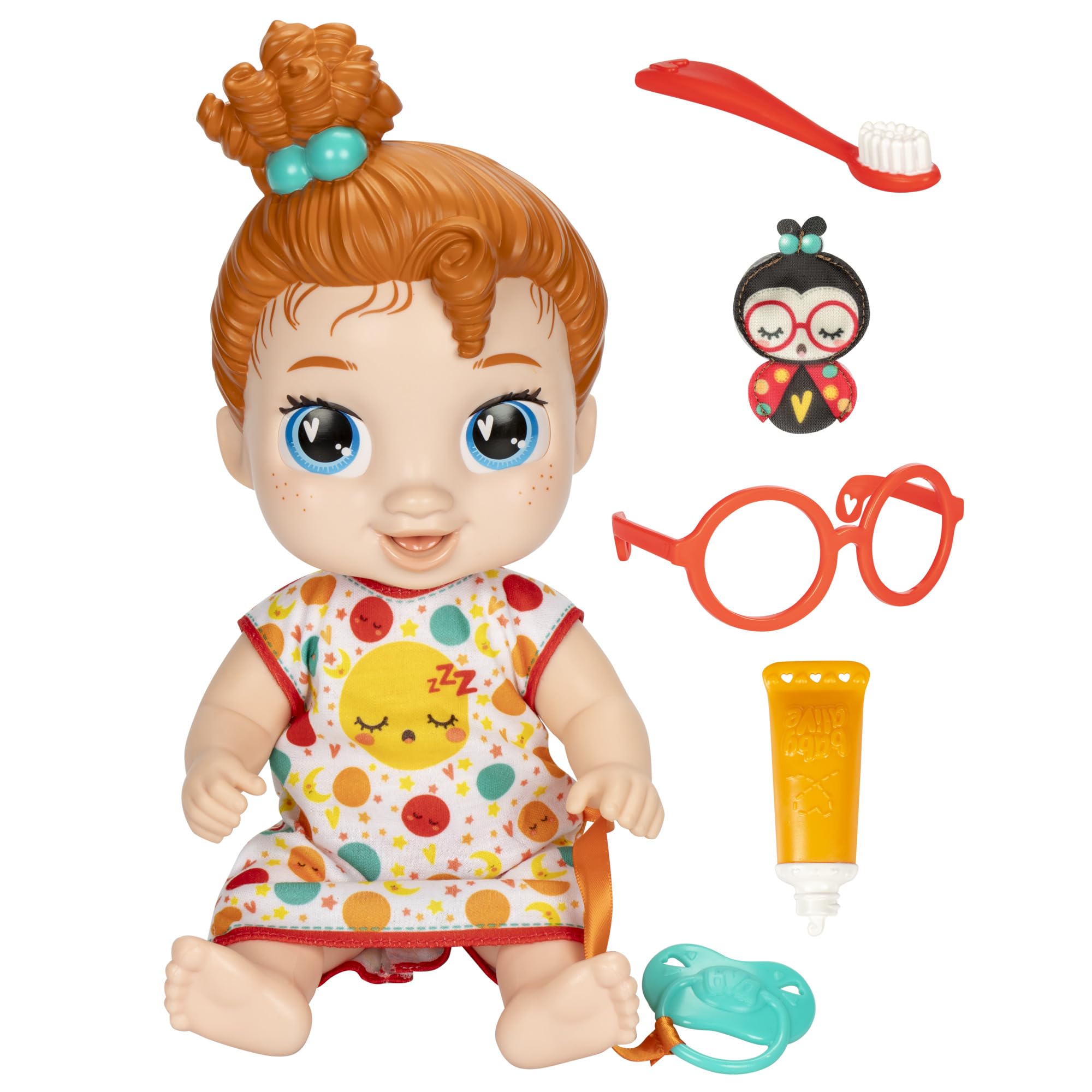 Baby Alive Lil Dreamer Dottie Doodle Sleepy Bebek Seti, Kırmızı Saç, Eğlenceli Pijama Partisi Teması