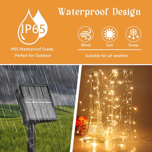 Selarlyt Dış Mekan için Solar String Işıklar, 200 LED 72 Ft Güneş Işığı Dış Mekan Su Geçirmez 8 Modlu, Güneş Işığı Dış Mekan Veranda Ağacı Noel Partisi Düğün Dekoru için (Sıcak Beyaz)