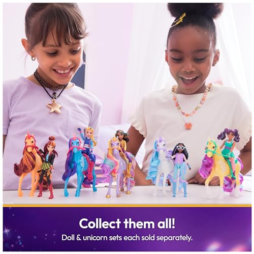 Unicorn Academy, Isabel & River Seti, 2 Sürüş Aksesuarı ve Saç Şekillendirme Aleti, Bebekler ve Tek Boynuzlu At Oyuncakları 4 Yaş ve Üzeri Kızlar için