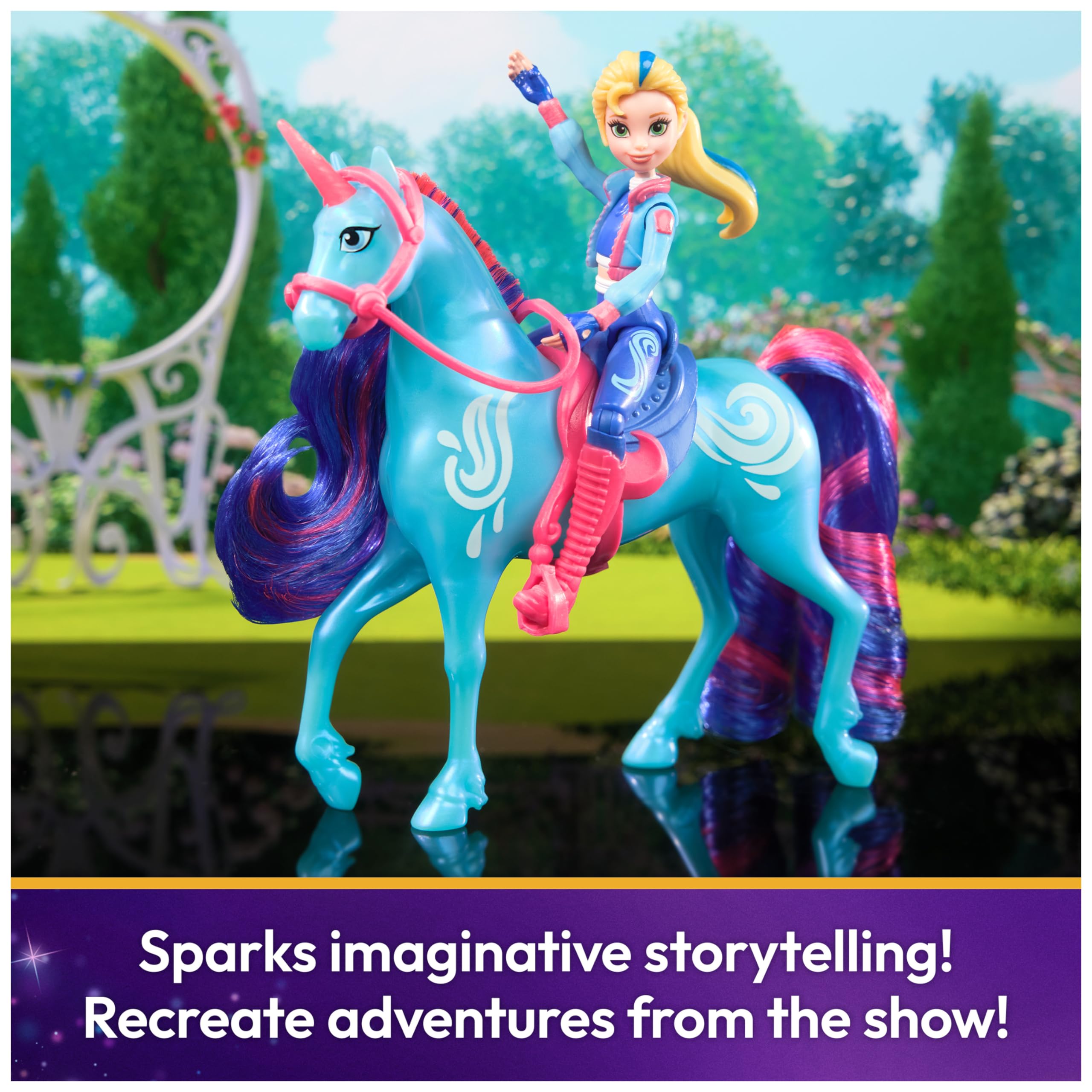 Unicorn Academy, Isabel & River Seti, 2 Sürüş Aksesuarı ve Saç Şekillendirme Aleti, Bebekler ve Tek Boynuzlu At Oyuncakları 4 Yaş ve Üzeri Kızlar için