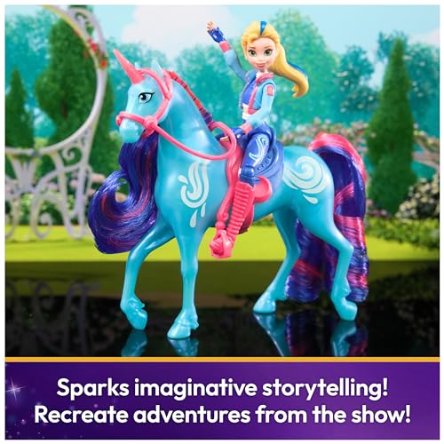 Unicorn Academy, Isabel & River Seti, 2 Sürüş Aksesuarı ve Saç Şekillendirme Aleti, Bebekler ve Tek Boynuzlu At Oyuncakları 4 Yaş ve Üzeri Kızlar için