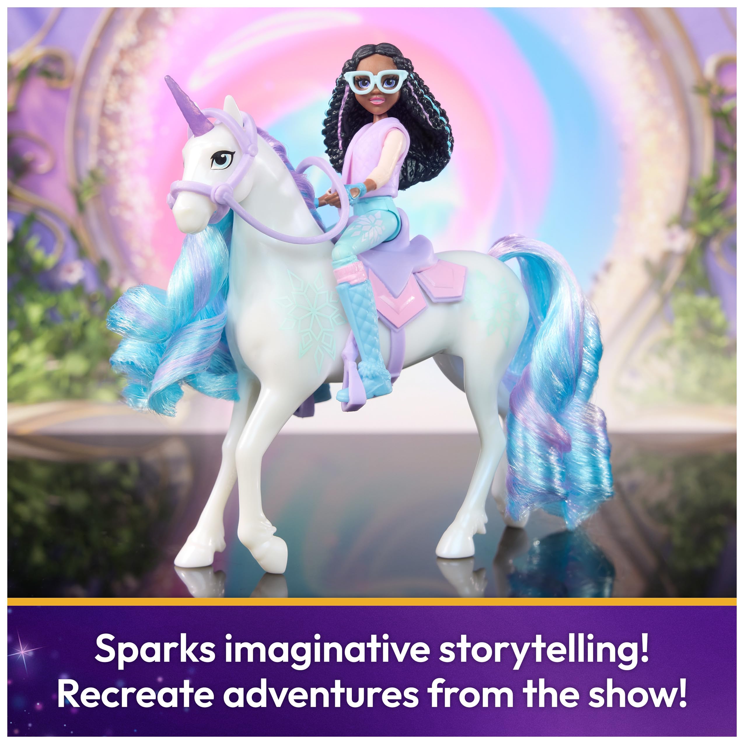 Unicorn Academy Layla ve Tek Boynuzlu At Glacier seti – Sevilen Netflix dizisinden yaklaşık 12 cm orijinal figürler, 4 yaş+ için