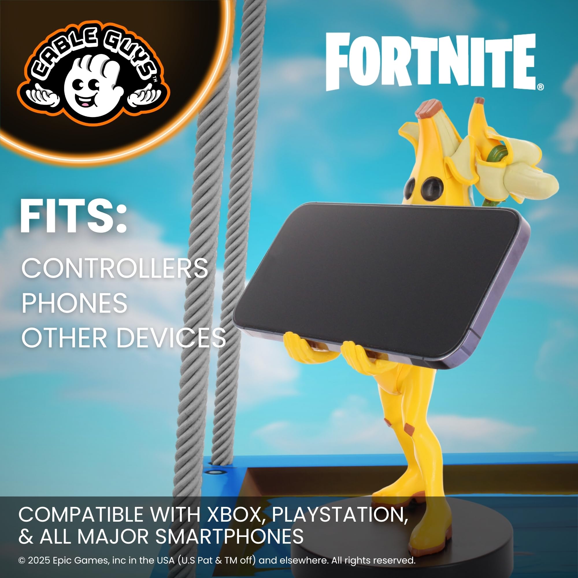 Cable Guys – Fortnite Peely Oyun Aksesuarları Tutucu ve Telefon Tutucu Çoğu Kumanda için (Xbox, Play Station, Nintendo Switch) ve Telefon