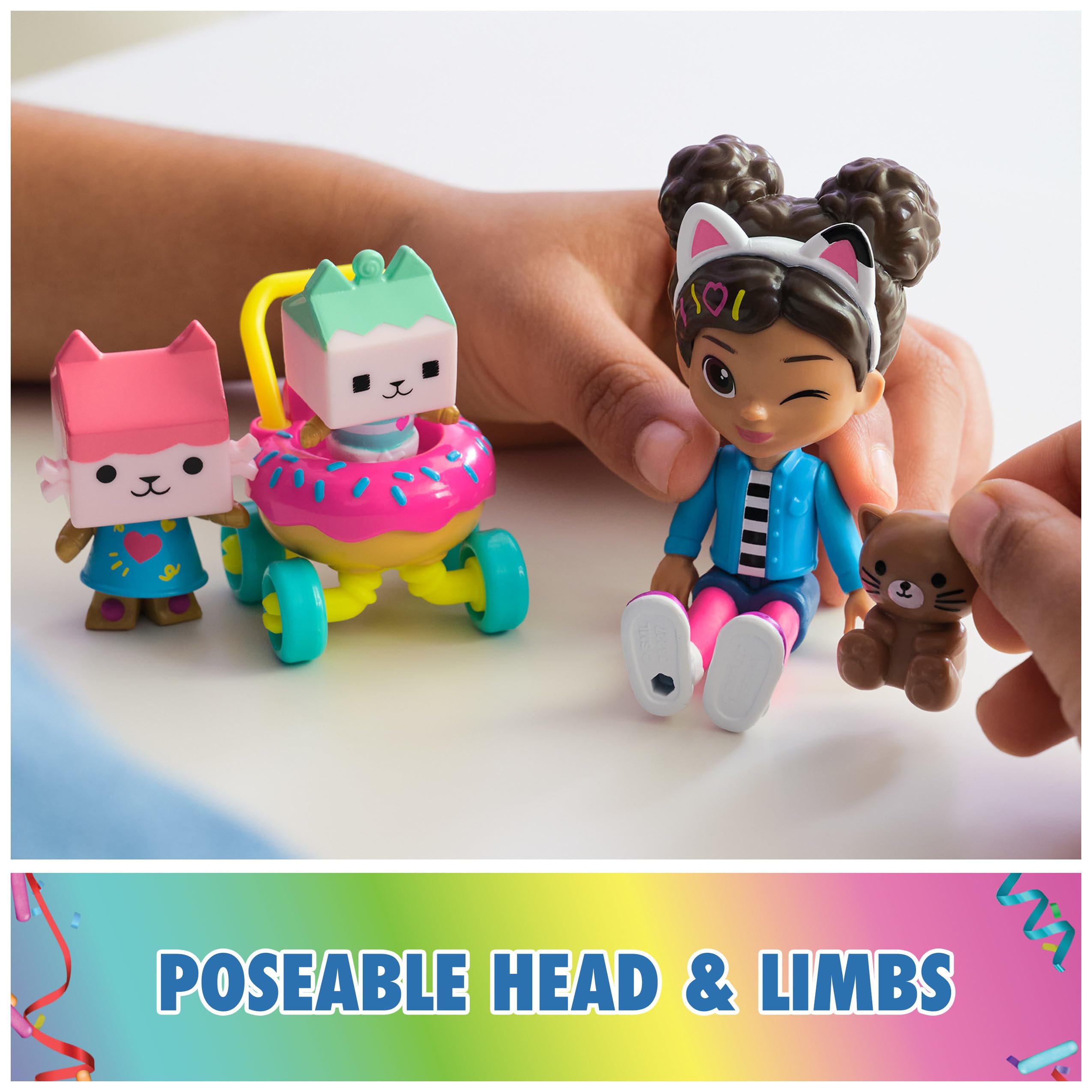 Gabby's Dollhouse, Kitty Care figür seti, 2 kedi figürü ve bebek arabası ile Gabby, 3 yaş ve üzeri