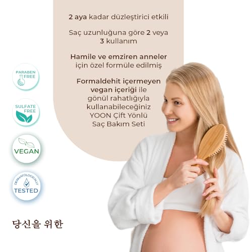 YOON Evde Brezilya Fönü & Keratin Botoksu, Kokusuz ve Dumansız Saç Düzleştirme, Yoğun Keratin Bakımı, Koruma Onarma ve Beslemeye Yardımcı Çift Yönlü Yoğun Saç Bakım Seti 3x100ml
