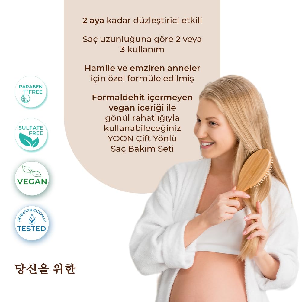 YOON Evde Brezilya Fönü & Keratin Botoksu, Kokusuz ve Dumansız Saç Düzleştirme, Yoğun Keratin Bakımı, Koruma Onarma ve Beslemeye Yardımcı Çift Yönlü Yoğun Saç Bakım Seti 3x100ml