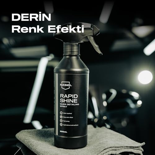Nasiol Rapidshine Araçlar için Hızlı Nano Detailer Spreyi 500 ml, Kolay Uygulama, 6 Ay Dayanım