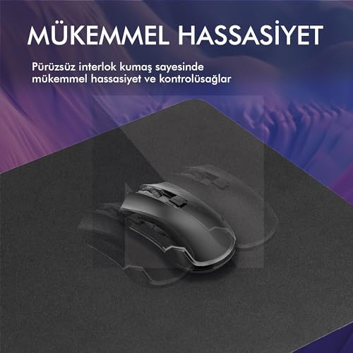 Gaming Oyuncu Mouse Pad, Kaymaz Taban Gamer Mousepad, Masa Koruyucu Masa Matı, Ofis Tipi Klavye ve Fare Altlığı (Siyah, 27x23 cm - M)