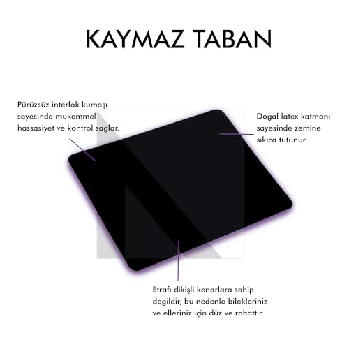 Gaming Oyuncu Mouse Pad, Kaymaz Taban Gamer Mousepad, Masa Koruyucu Masa Matı, Ofis Tipi Klavye ve Fare Altlığı (Siyah, 27x23 cm - M)