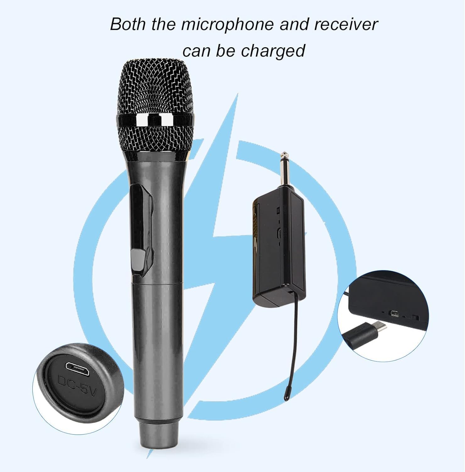 Coverzone Kablosuz Karaoke Mikrofonu 6.35mm Amfi hoparlör İçin ve Sahne Performansı Çok Amaçlı Aktiviteler İçin Tak ve Çalıştır Kablosuz Mikrofon Dış Mekan Kullanıma Uygun WN-03 (Tekli Mikrofon)