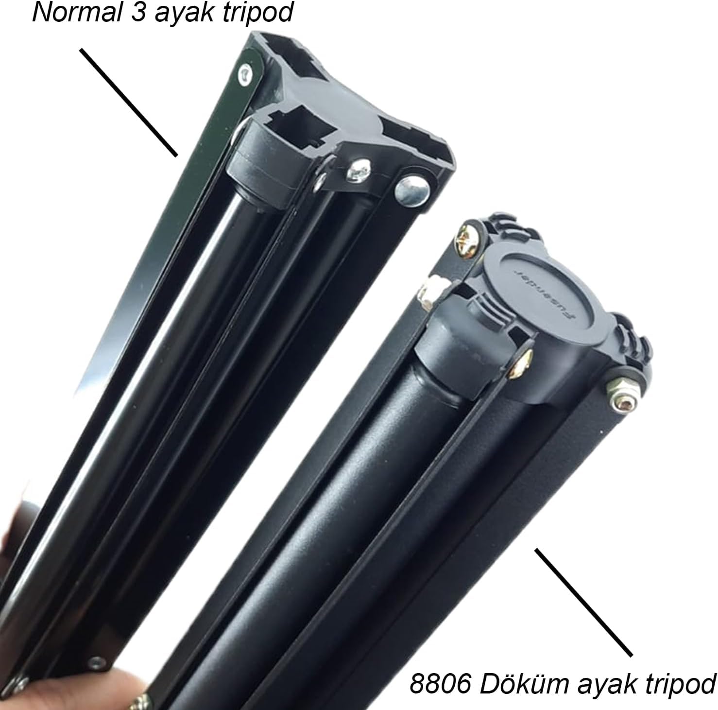 Coverzone Tripod Kamera Işık Ayağı Döküm Demir 940GR Fotoğraf Makinesi Kamera 70 cm-210 cm Açılabilir Katlanabilir Tripod Yayıncı Vlog Youtuber Işık Tripod Ayağı TR8806