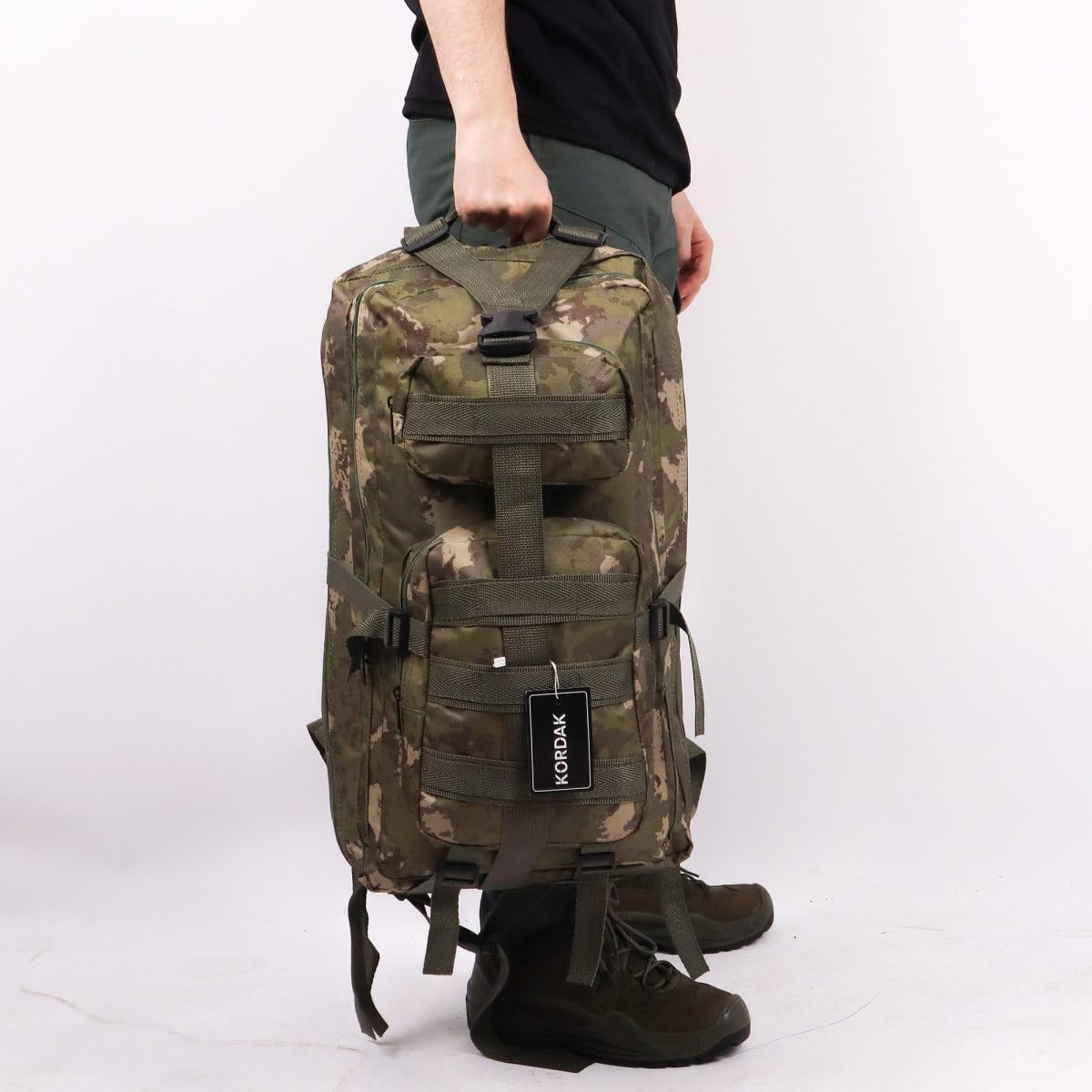 65 Lt TSK Kamuflaj Outdoor Kamp Sırt Çantası,MOLLE Sistemli, Suya Dayanıklı, Çok Gözlü, Outdoor, Kamp, Avcılık, Günlük Kullanım, Erkek, Kadın