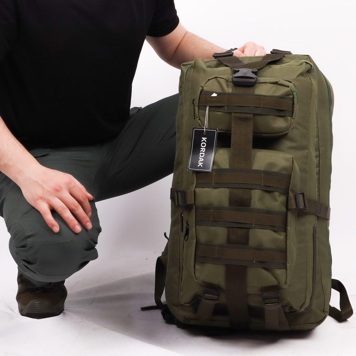 65 Lt Haki Outdoor Sırt Çantası,Molle Sistemli, Suya Dayanıklı, Çok Gözlü, Outdoor, Kamp, Avcılık, Günlük Kullanım, Erkek, Kadın