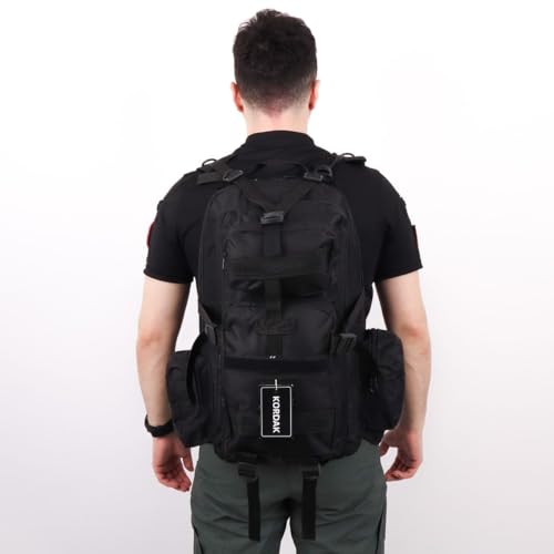 Siyah 42 Lt Taktik Outdoor Sırt Çantası,MOLLE Sistemli, Suya Dayanıklı, Çok Gözlü, Outdoor, Kamp, Avcılık, Günlük Kullanım, Erkek, Kadın