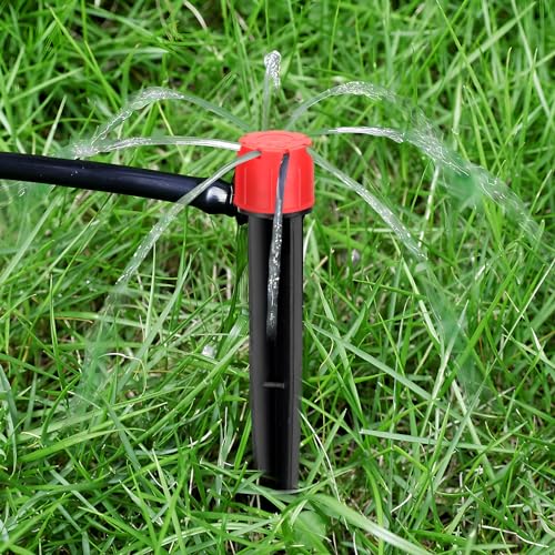 Rossesay 120 Adet Damla Sulama Yayıcı Seti 60 Adet Siyah 360 Derece Sulama Damlatıcıları Bahisli 1/4 "Sulama Borusu için 60 Adet Damla Vericiler Bahçe Sistemi Çim Çiçek Yatağı
