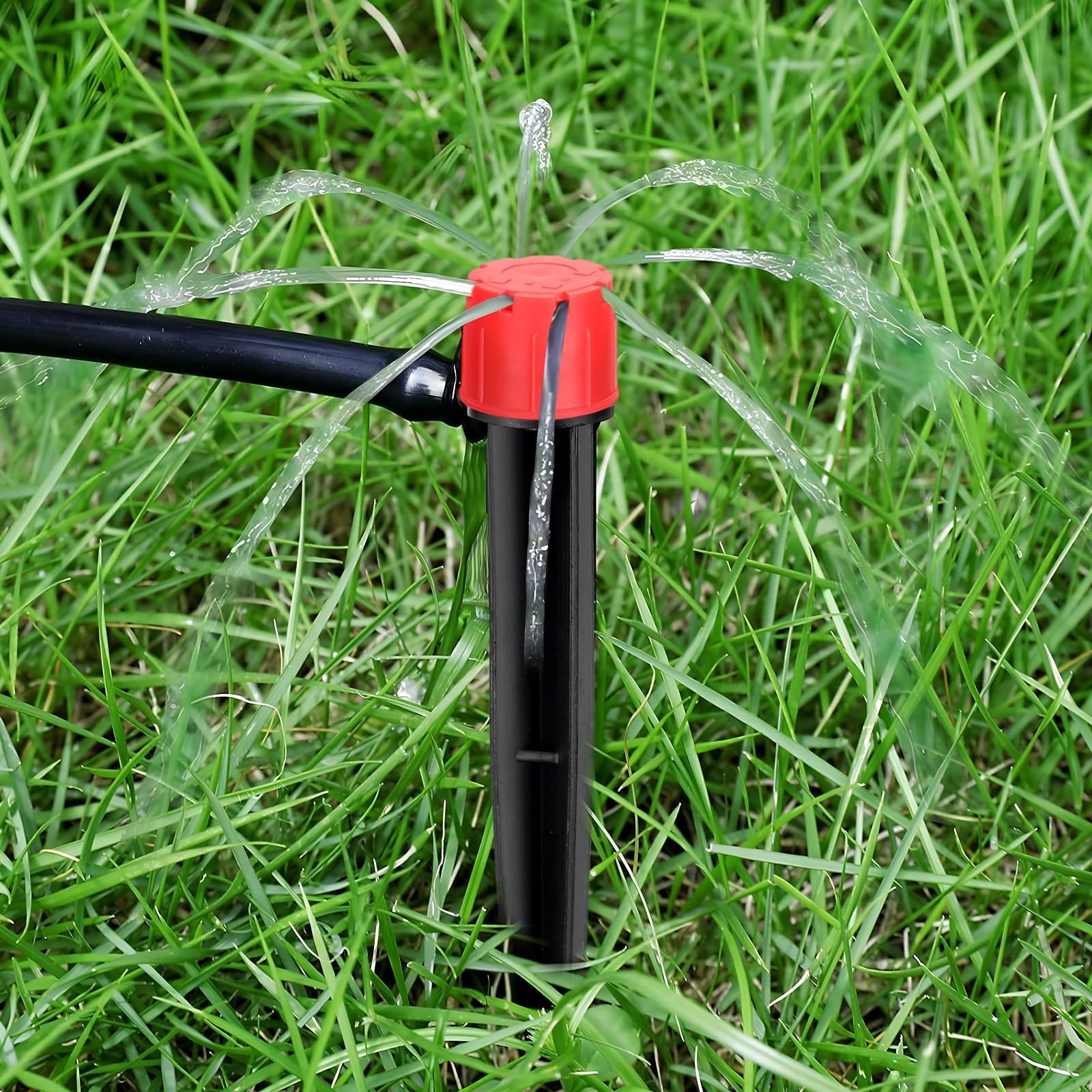 Rossesay 120 Adet Damla Sulama Yayıcı Seti 60 Adet Siyah 360 Derece Sulama Damlatıcıları Bahisli 1/4 "Sulama Borusu için 60 Adet Damla Vericiler Bahçe Sistemi Çim Çiçek Yatağı