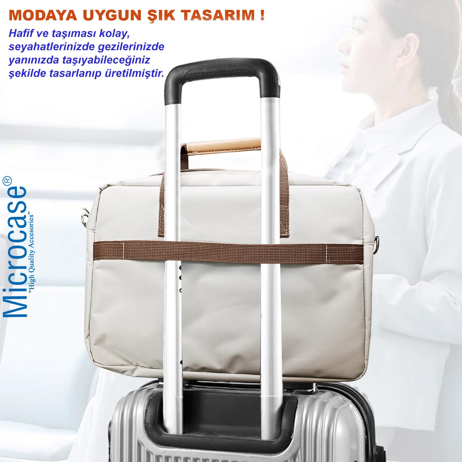 Microcase 9'' 14'' Inç Tablet, Macbook, Notebook 2 Bölmeli Omuz Askılı Ve El Tutacaklı Taşıma Çantas