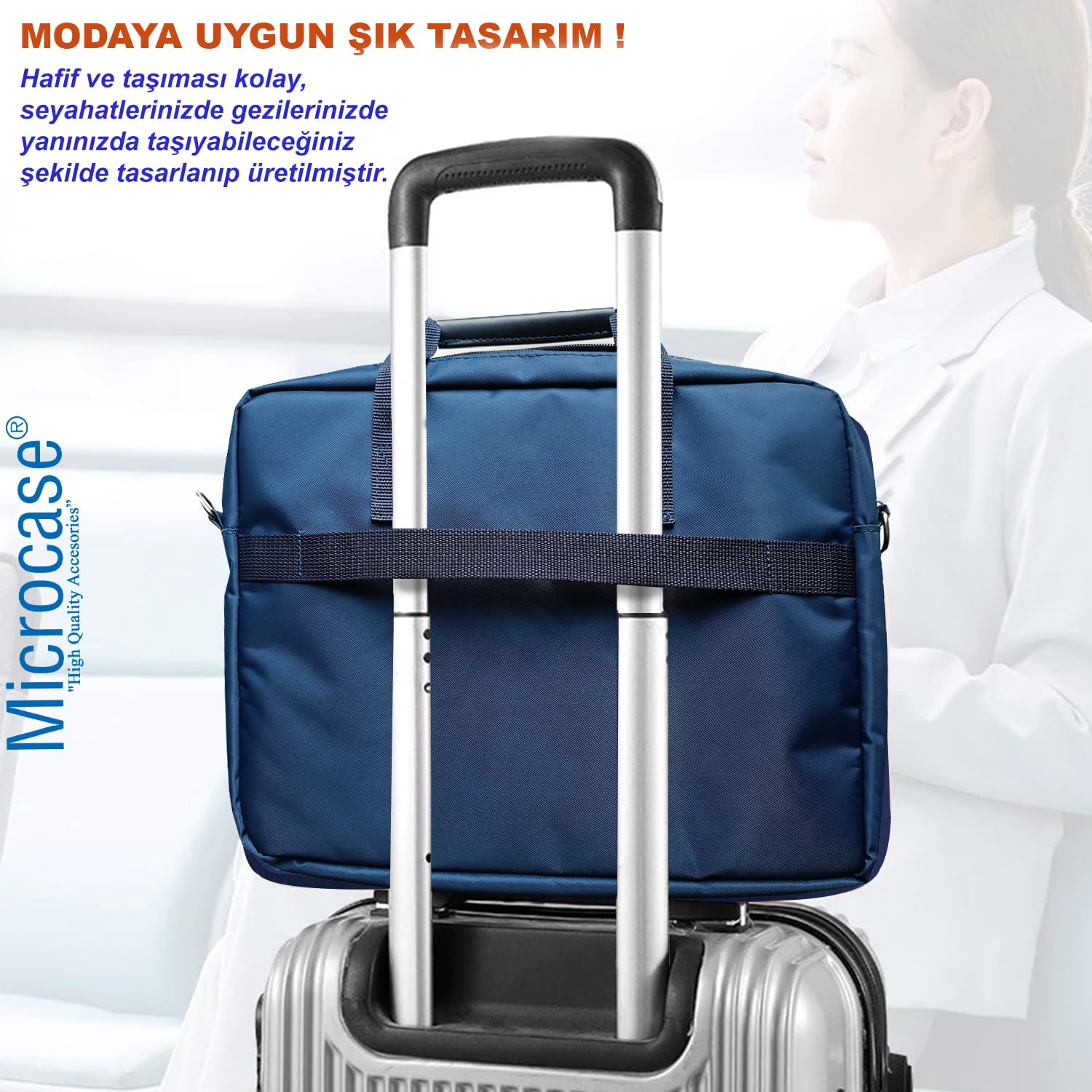 Microcase 9'' 14'' Inç Tablet, Macbook, Notebook 2 Bölmeli Omuz Askılı Ve El Tutacaklı Taşıma Çantası Al4228